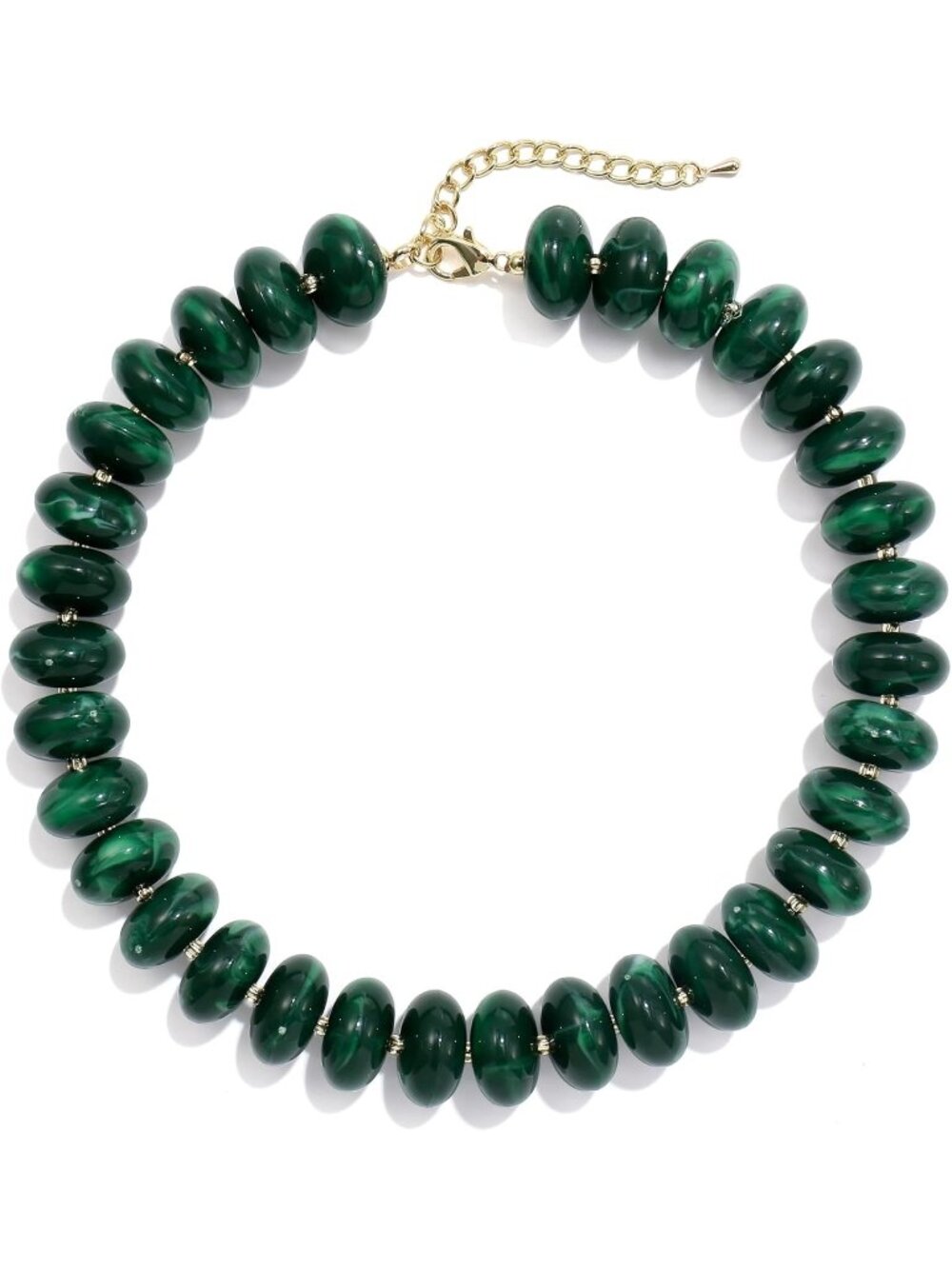 Women's Dark Green Acrylic Chunky Beaded Choker Necklace Statement Jewelry Gift
